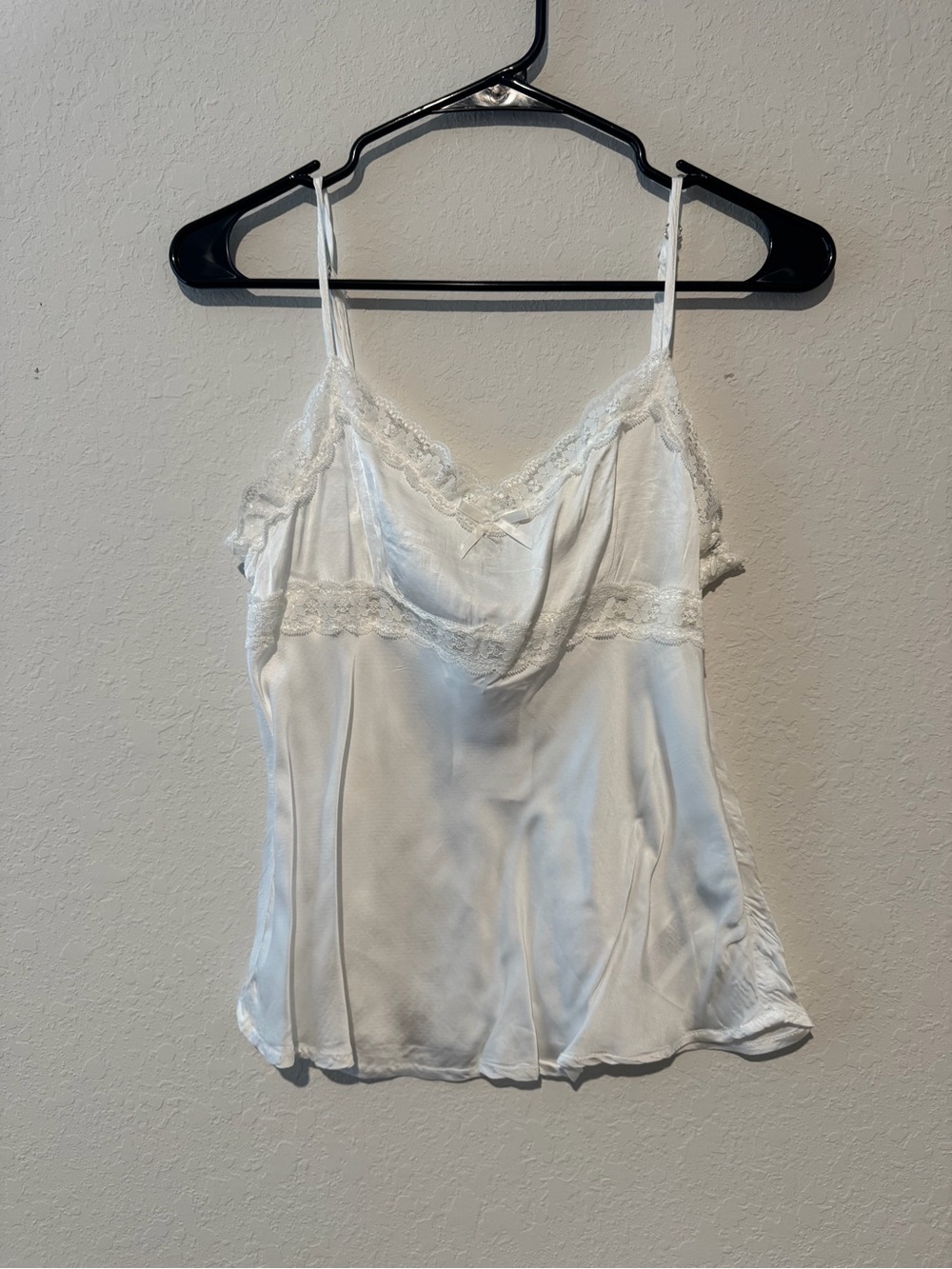 Forever 21 White Satin Lace-Trim Cami